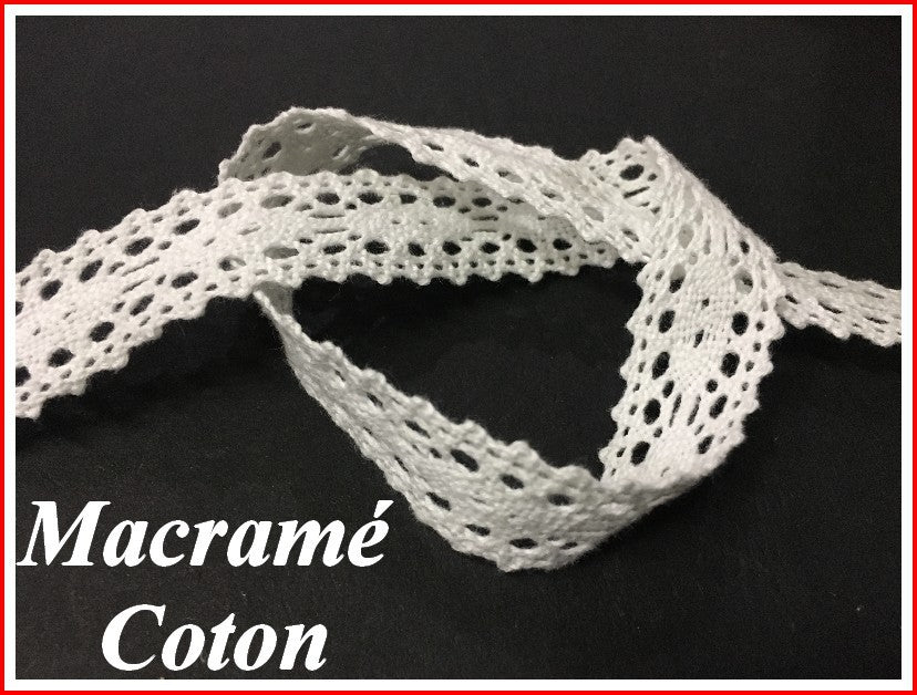 Between Two Macrame Lace In 2 Cm White To Sew For Customizations.