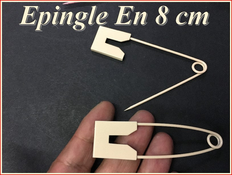8cm Safety Pin in Ecru Color for Clothing Decorations.
