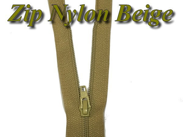 Beige Zipper with Nylon Slider 20 cm to Sew.