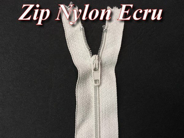 Ecru Zipper with Nylon Slide 20 cm to Sew.