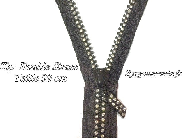 Double Black Rhinestone Closures Non-Separable in 30 cm