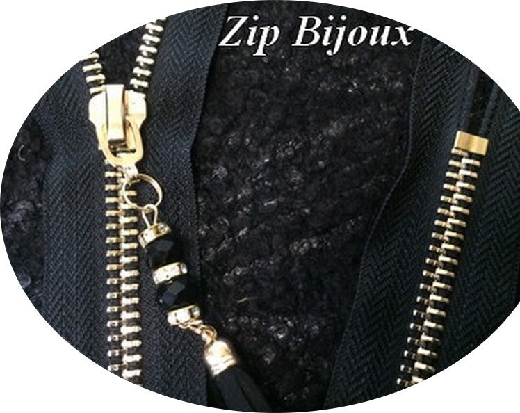 Black Jewelry Zippers in Gold Mesh 5 Non-Openable