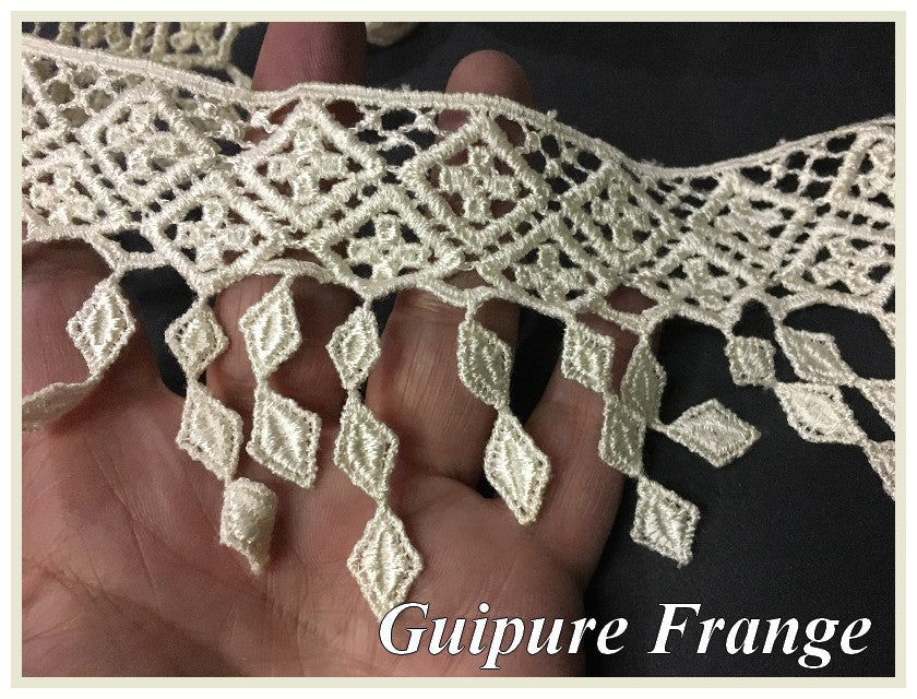 Charleston Fringe by the Meter in Guipure 8 cm Ecru for Customizations