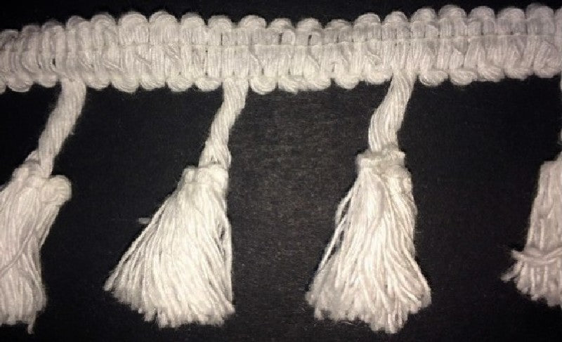 Charleston Fringe by the Meter in Ecru Cotton Pompom for Decorations and Customizations.
