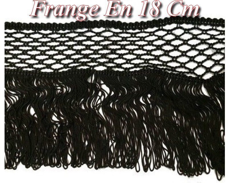 Charleston Fringe in 18 cm Black Rayon by the Meter to Sew for Creative Hobbies.