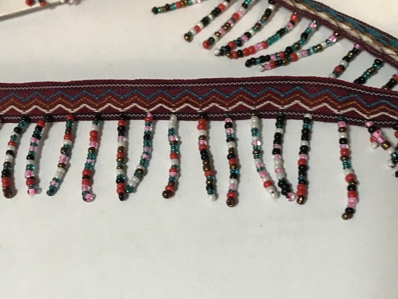 Frange En 4 cm en Perlé Multicolor au mètre sur ruban brique
