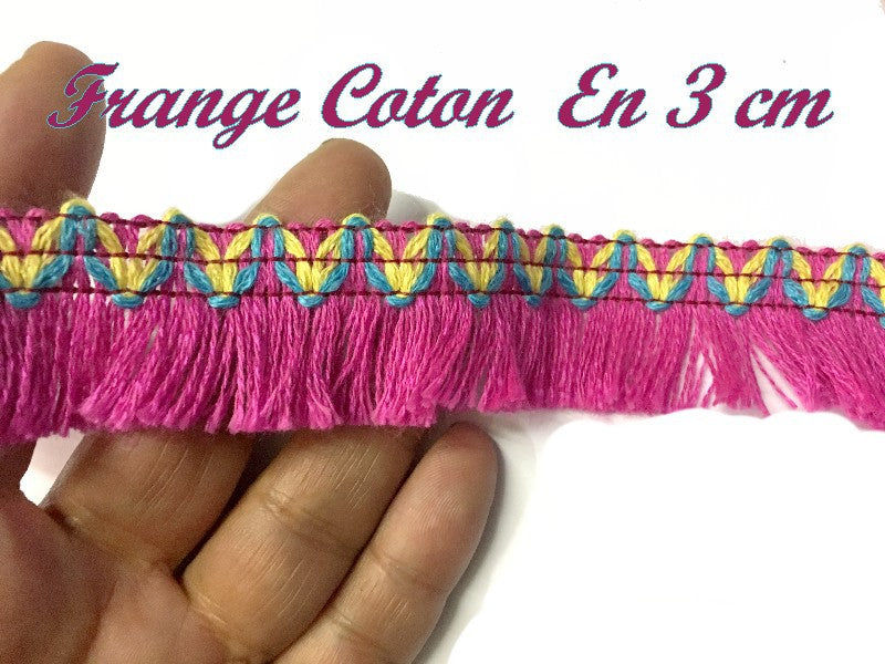 3cm Cotton Fringe Fancy Fuschia for Clothing Decorations