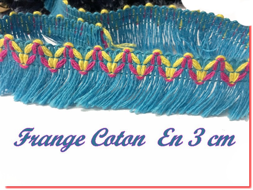 3cm Cotton Fringe in Turquoise Fancy for Clothing Decorations