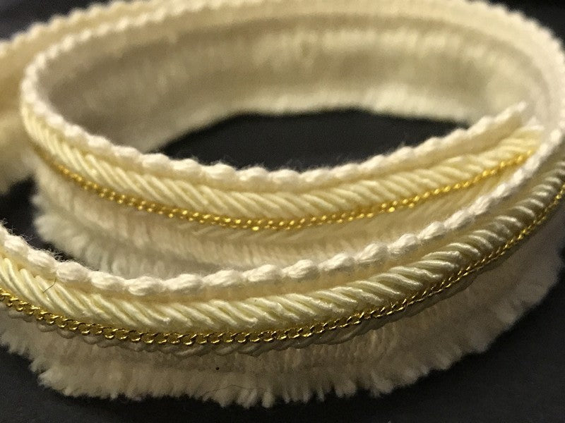 Galon Au Mètre Ecru Style " Chanel" Orné de Chainette Doré