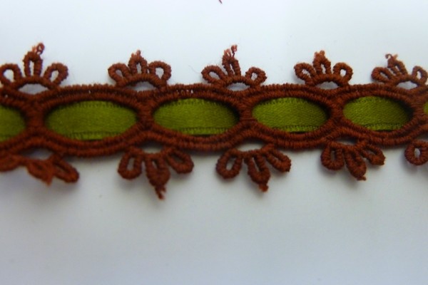 Pasamanería de Algodón por Metros, 2 cm, Color Óxido y Caqui.