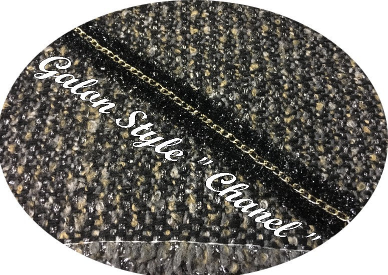 Galon Au Mètre Noir Style " Chanel" Orné de Chainette Doré