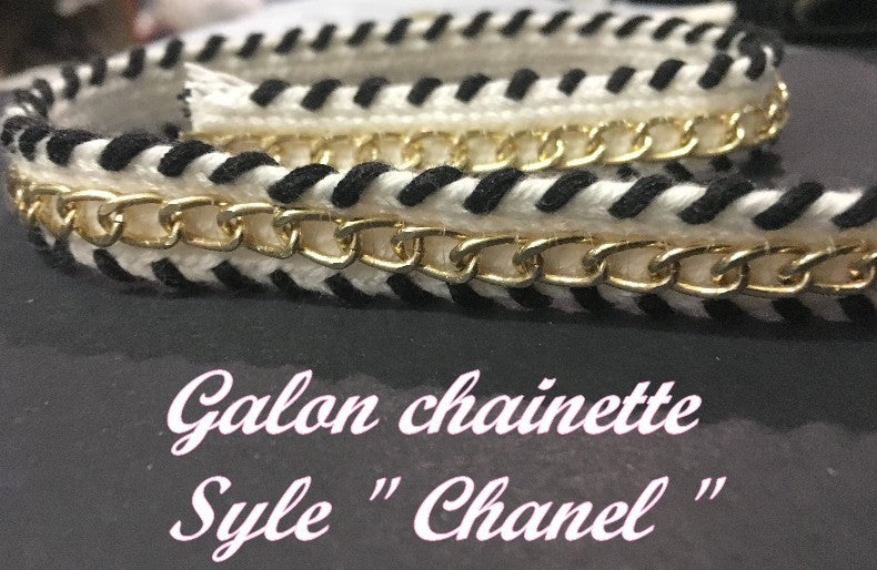 Chanel Style Braid by the Meter Decorated with Gold Chain