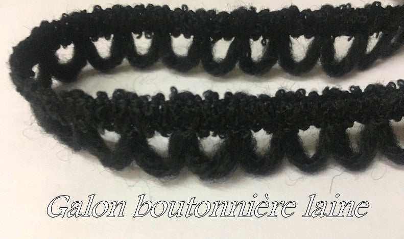 Galon Boutonnière En Laine Noir, Galon De Bride Noir A Coudre.