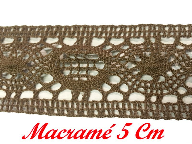 Adorno de encaje de macramé beige de 5 cm para coser.