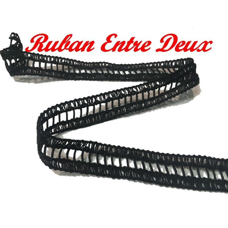 Braid Between Two By The Meter Black In Day Scale of 2 cm To Sew For Clothes sewing