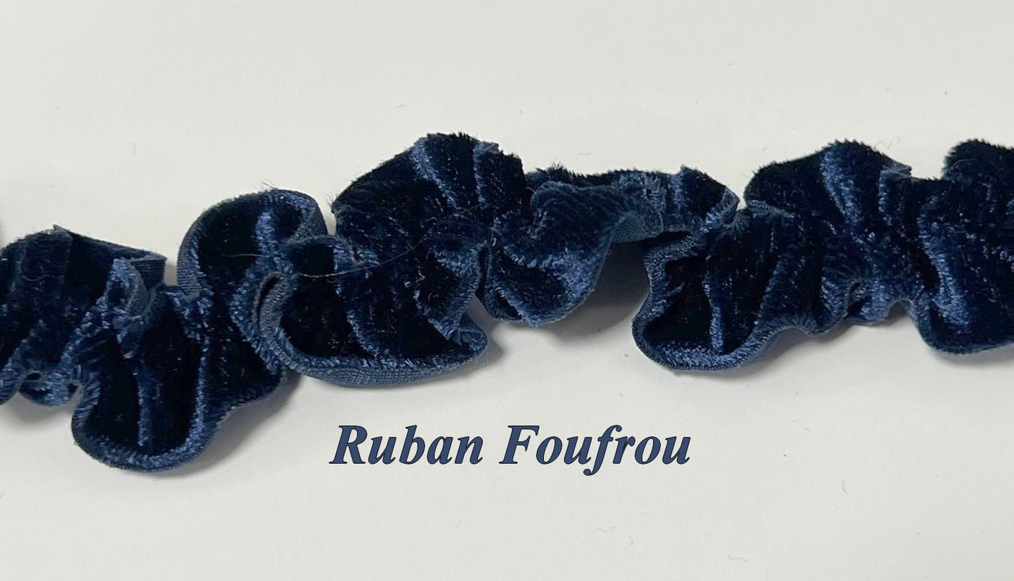 "Galon Frou-Frou en Velours Bleu Marine – Luxe et Élégance pour Couture et Décoration"