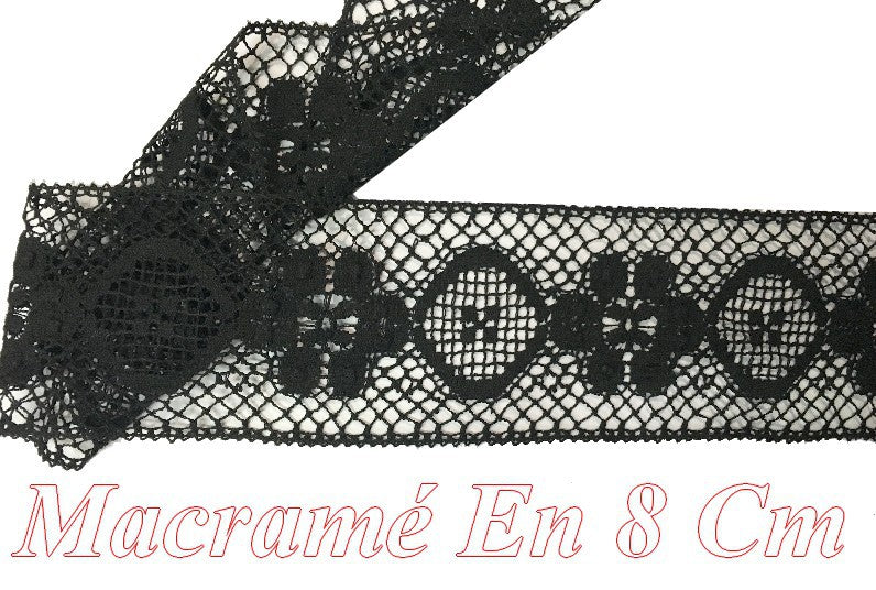 Galon Macramé Au Mètre En 8 Cm Motif Fleur. A Coudre.