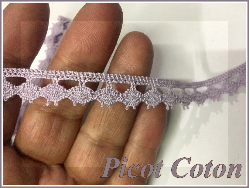 Galon Picot Parme, Ruban Picot En Tissu Macramé En 10 mm Féstonné, Pour Vetements, et Customisations.