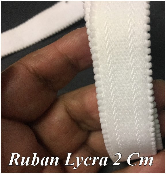 Galon Ruban Lycra En 2 Cm Au Mètre Blanc Pour Lingerie et Customisation.