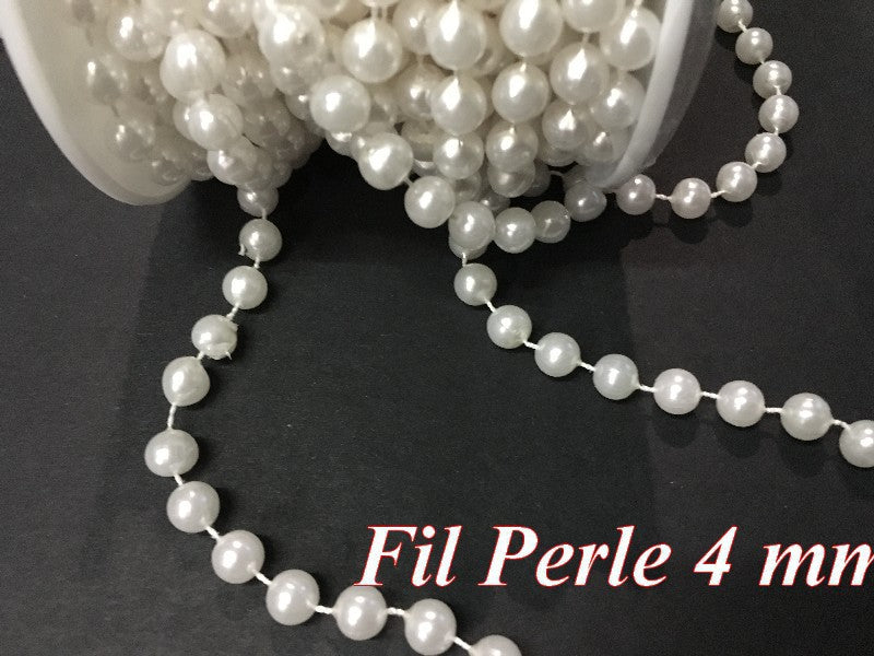 Galon Ruban Perle Au Mètre, Fil Perlé Au Mètre Couleur Blanc Pour Décorations Guirlande Et Loisirs Créatifs