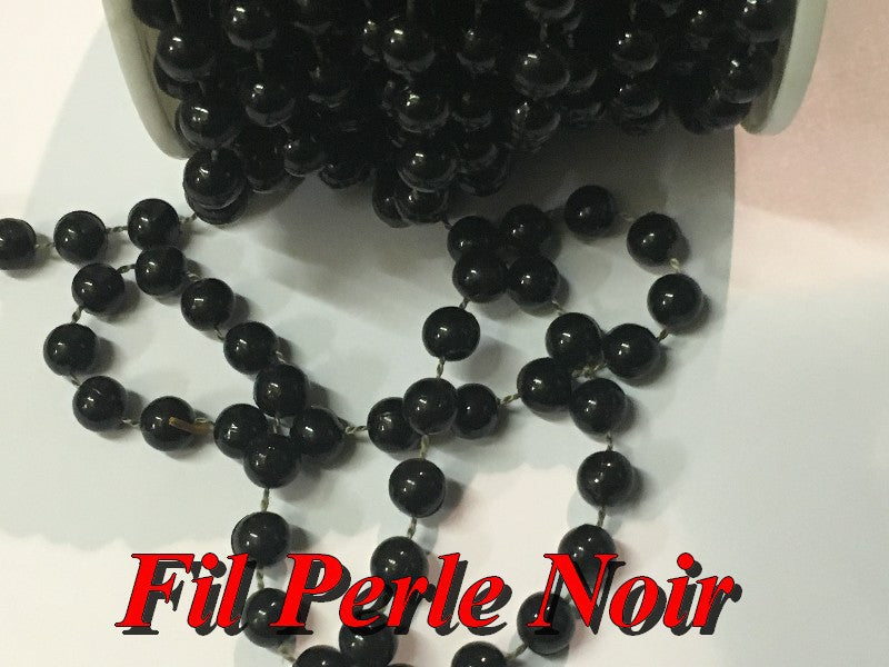 Galon Ruban Perle Au Mètre, Fil Perlé Au Mètre Couleur Noir Pour Décorations Guirlande Et Loisirs Créatifs