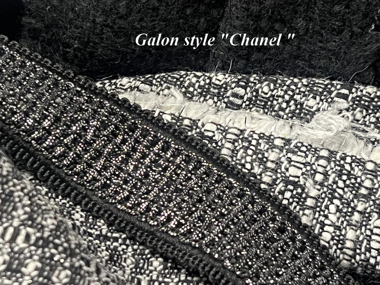 Galon Style Chanel Noir et Argent - Élégance Couture au Mètre