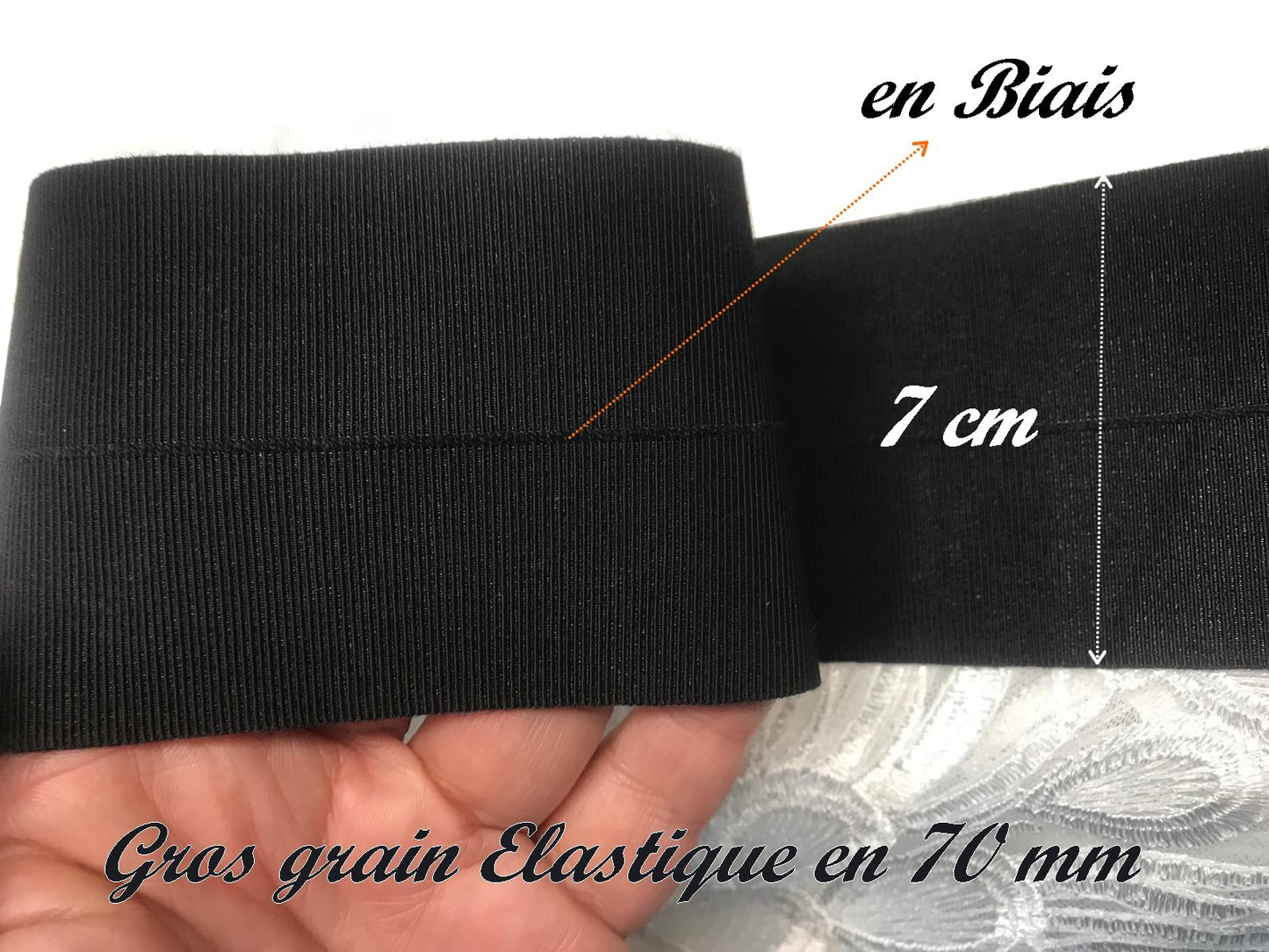 Gros Grain Stretch- Elastique en 50 mm Noir Uni A Coudre : Élégance et Créativité au Mètre