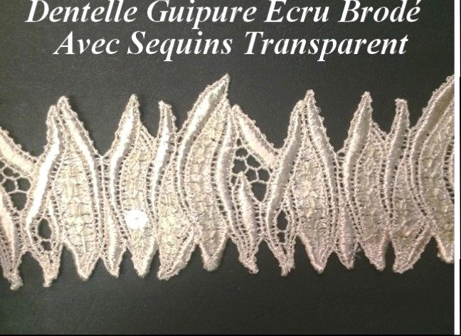 Guipure Au Mètre Brodé En 7 Cm Ecru.