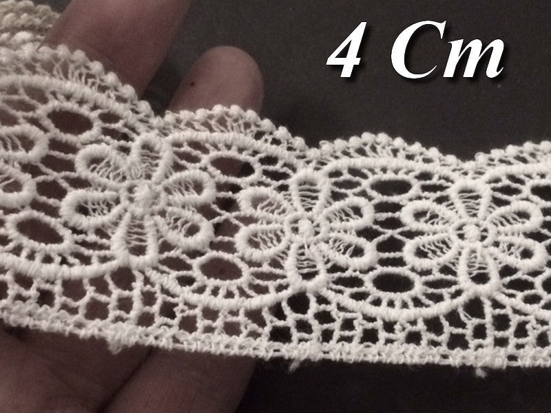 Guipure Au Mètre en 4 cm Blanche A Coudre Pour Loisirs Créatifs.