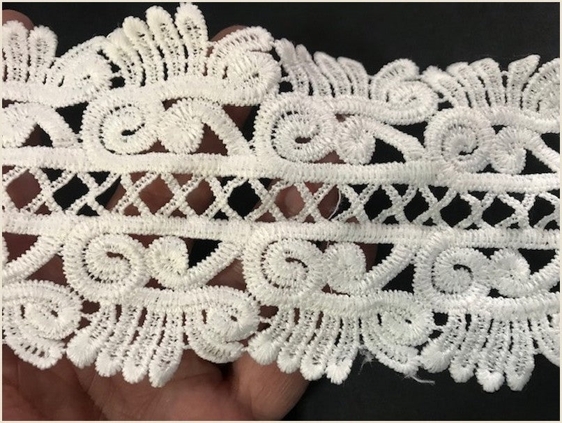 Guipure by the meter in Entre Deux by the meter in 8.5 cm Cm Ivory for customization and decoration of clothes.