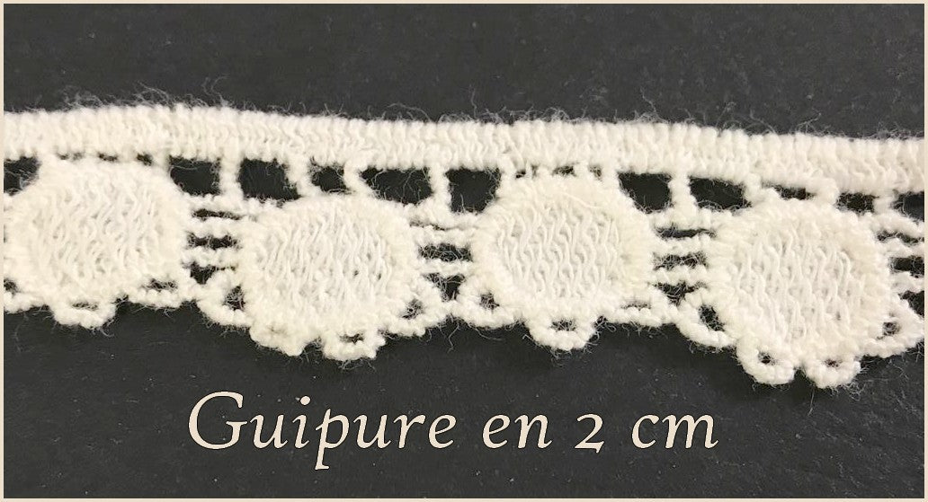 2 cm Ecru teardrop-shaped guipure: Delicate elegance for your creations"