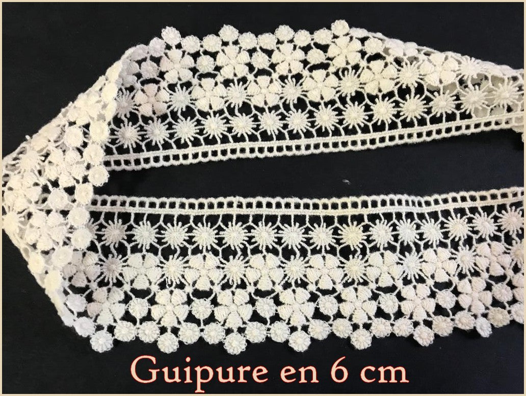 guipure en 6 cm écru au mètre : Créez avec élégance.