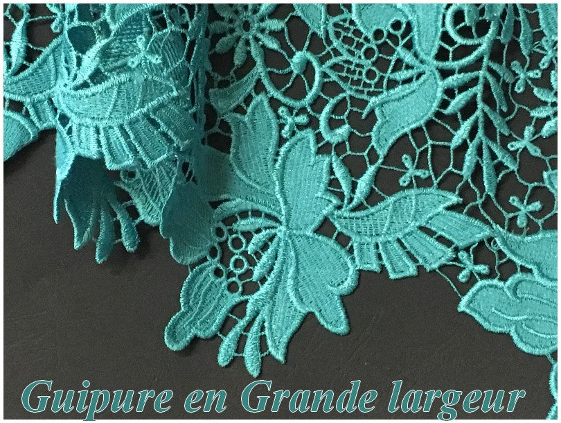 Duck Green Guipure by the Meter in Large Width.