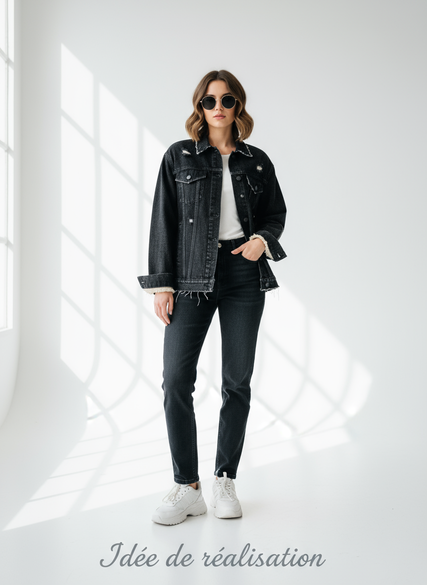 Veste en jean noir - Idée de réalisation