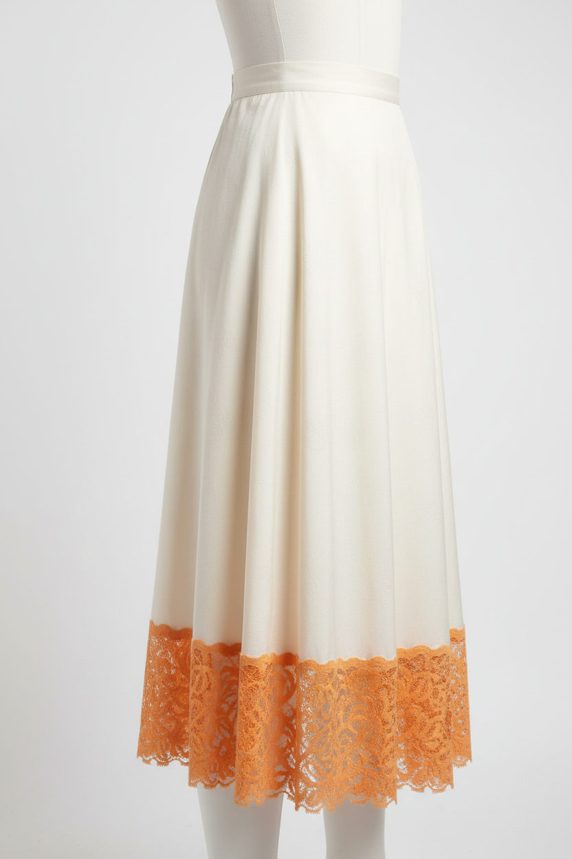 Jupe avec dentelle lycra orange 8cm - bordure colorée originale