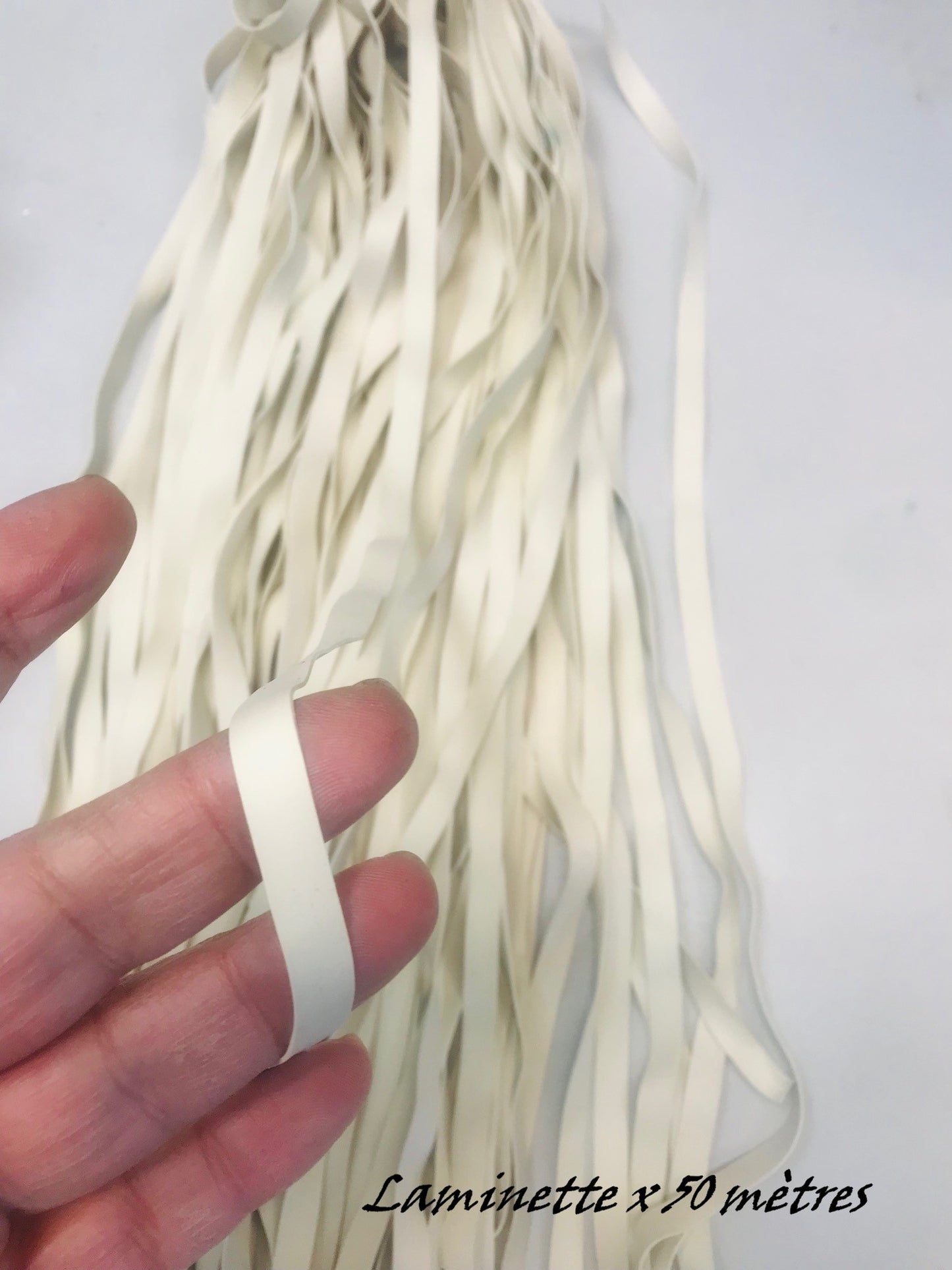 Laminette x 50 meters White Elastic Smooth Rubber By the meter To Sew, White Lycra Ribbon For Swimsuit