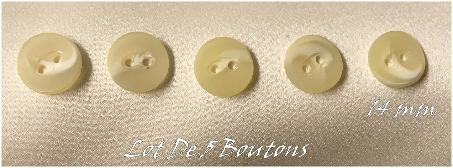 Set of 5 14 mm Ecru Fancy Buttons to Sew on for Children and Adults