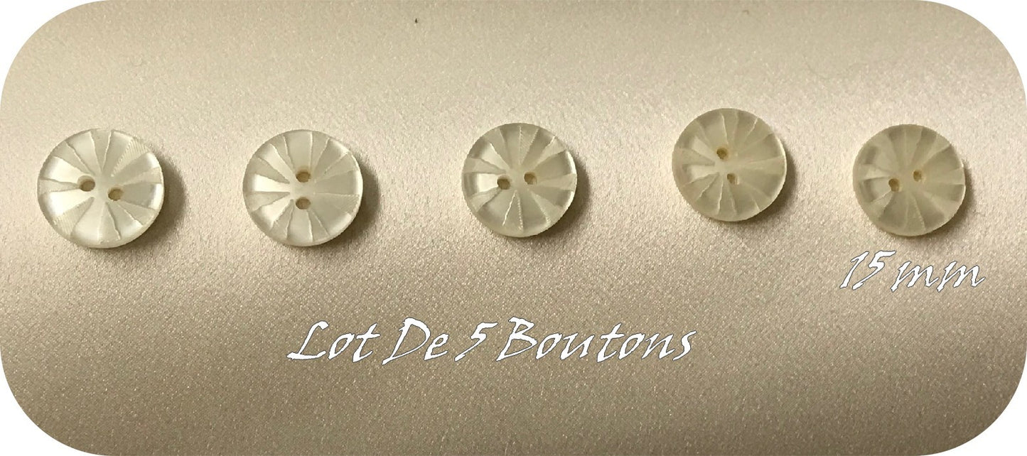 Set of 5 15mm Ecru Fancy Buttons to Sew on for Children and Adults