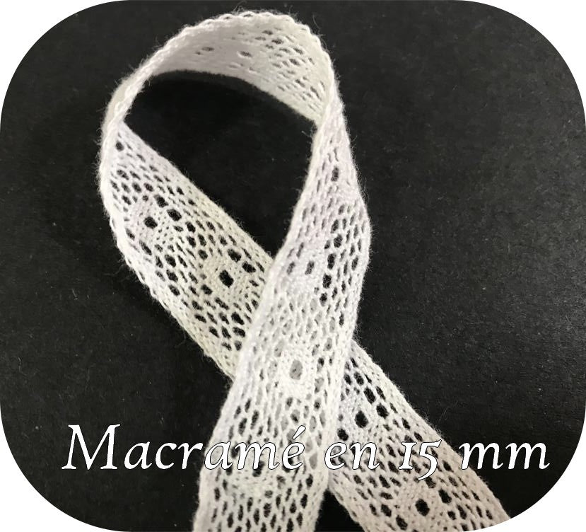 15mm white macrame lace "for refined creations"