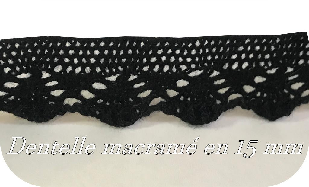 Black macramé lace in 15 mm "for refined creations"
