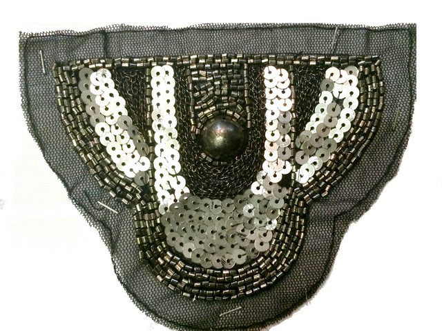 Matte Silver Sequin Applique Patch Motif