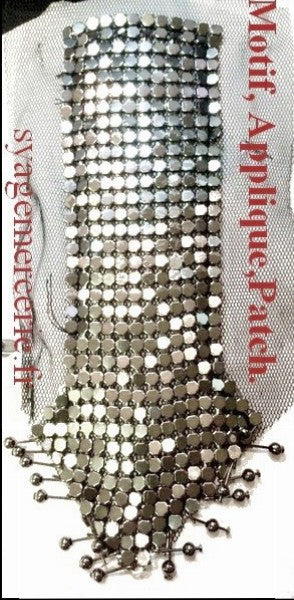 Motif, Applique, Silver Patch on Mesh