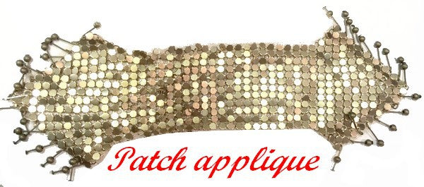 Motif, Applique, Patch in Gold on Mesh