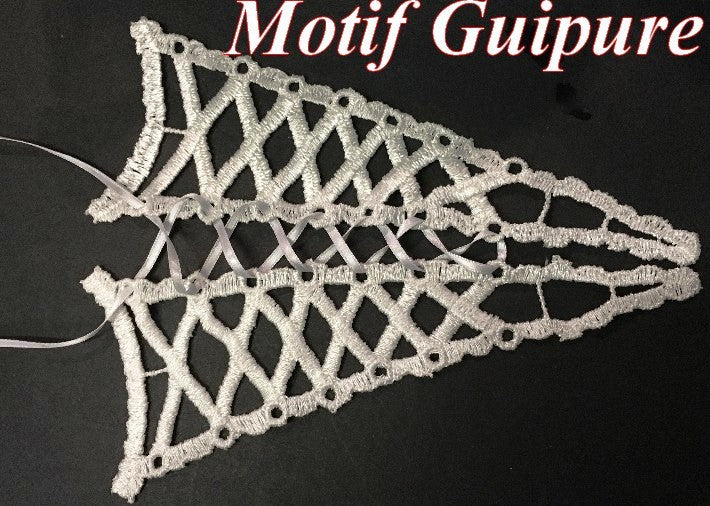 Motif Patch En Dentelle Brodé Guipure Ivoire pour Lingerie, Bustier, Mariage et Customisations.