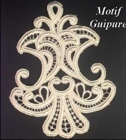 Embroidered Guipure Lace Patch Motif in Ecru to Sew Customizations.