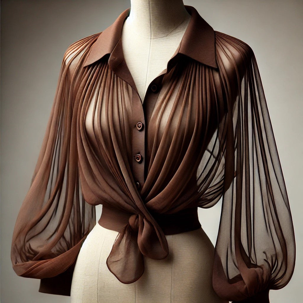 Mousseline De Soie Marron Choco Couture Au Mètre.