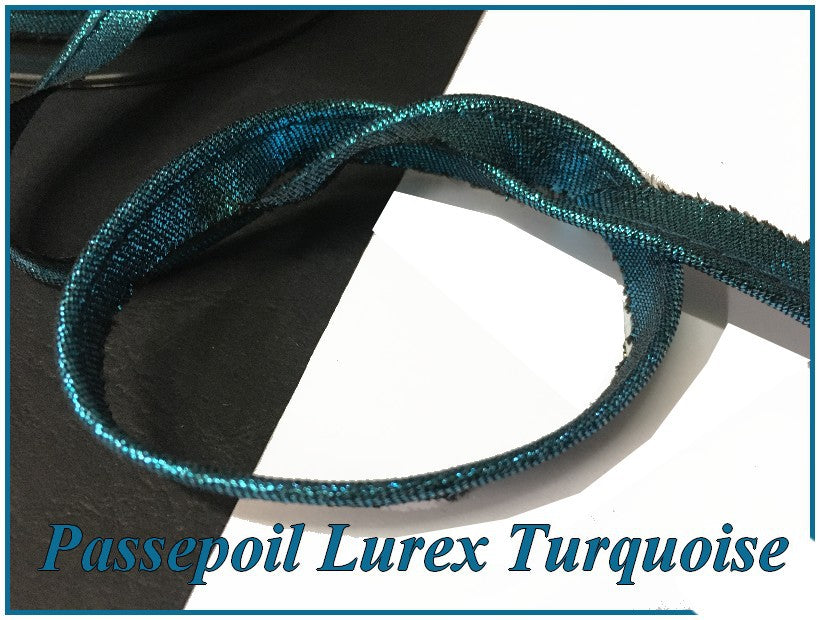 Turquoise Lurex Piping for Clothing Finishing and Edging