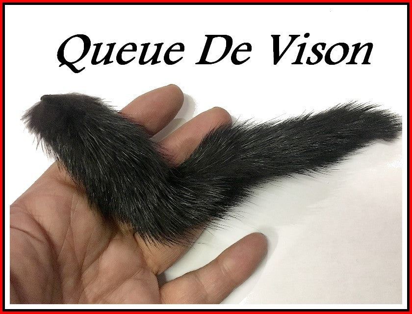 22cm Black Mink Tail for Crafts, Keyrings and Decorations.