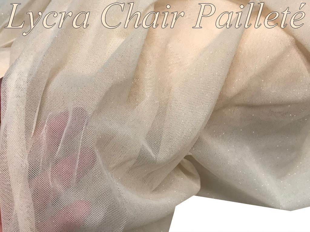 Nude Lycra Fishnet with Sequins by the Meter for Lingerie and Leotards: Enhance Your Natural Elegance