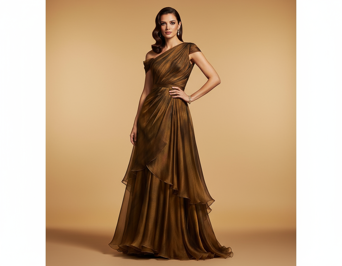 Mousseline de Soie Changeante Mordoré et Noir 145 cm - Haute Couture